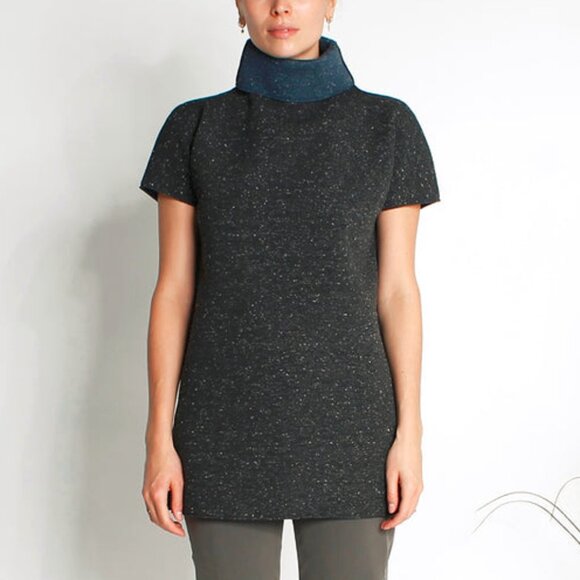 Marie Saint Pierre Reno Grey Speckled Neoprene Top - Picture 1 of 9